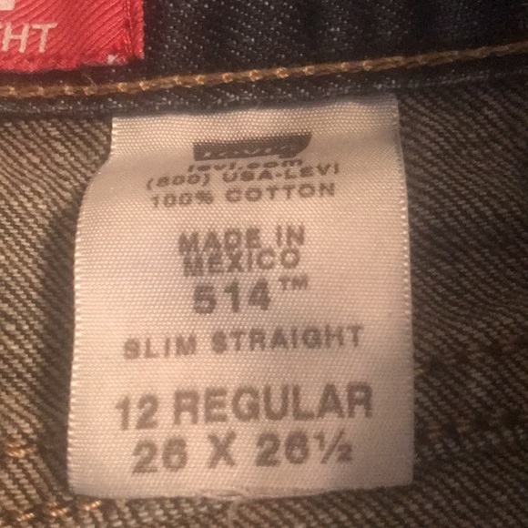 ❤️(84) Kids Levi’s 514 slim straight jeans size 12 regular. 26W by 26 1/2 - Picture 10 of 10